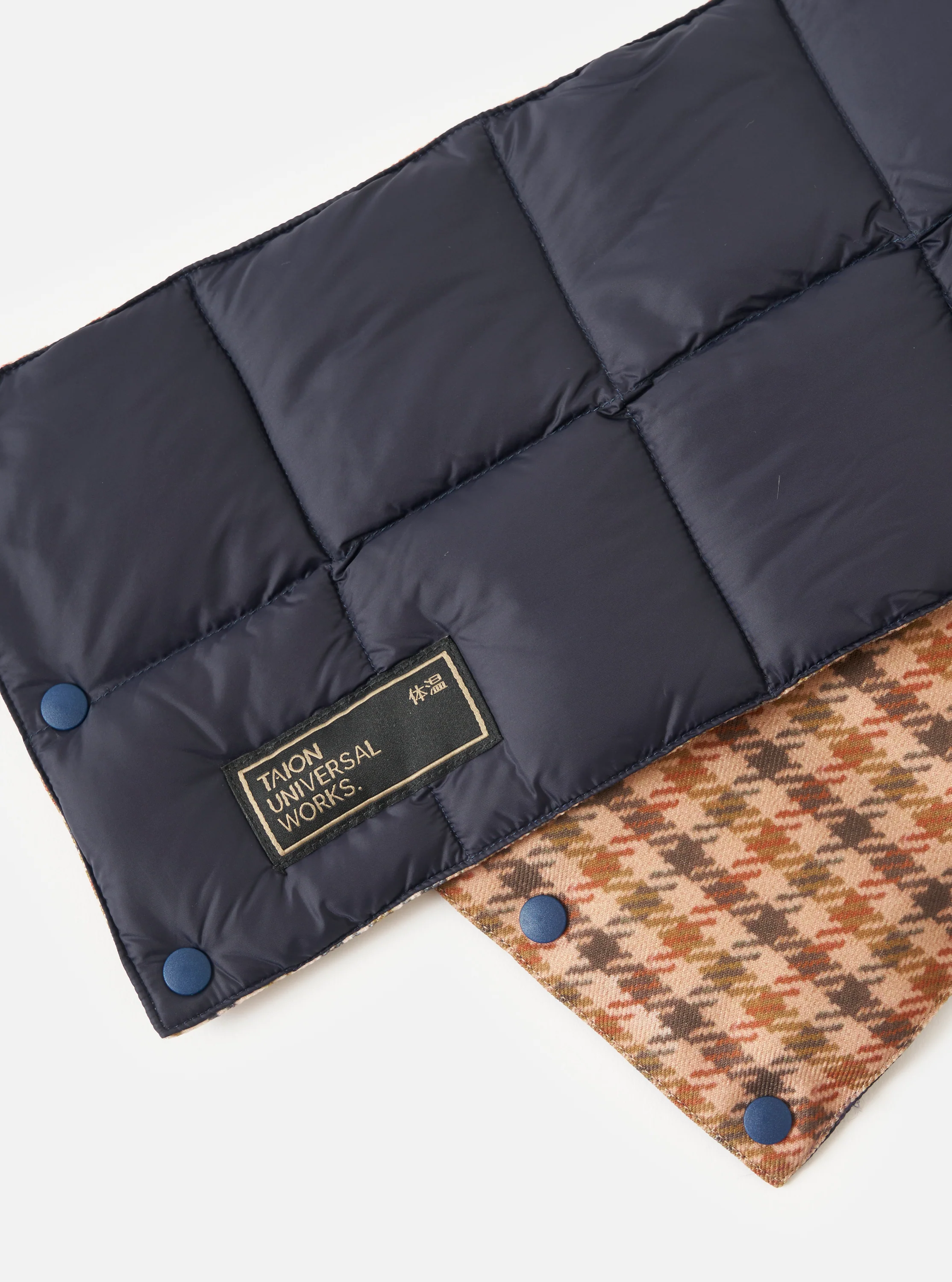 TAION x Universal Works Reversible Dark Navy Military Line Neck Warmer - Image 5